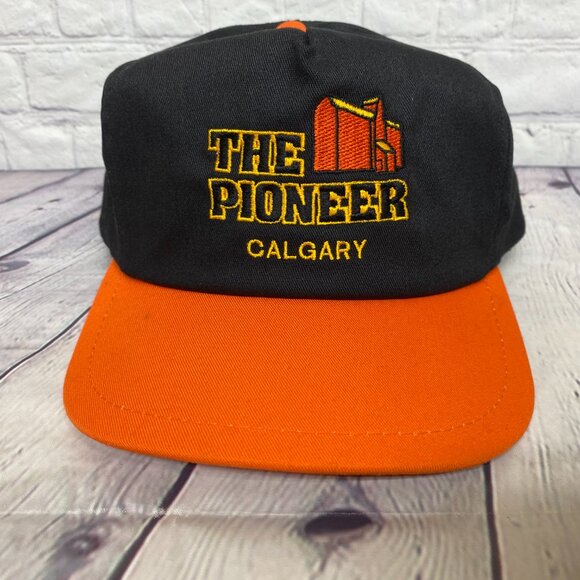 Vintage K Products Farmer Hat Cap Snapback Black Orange The Pioneer Calgary - Picture 5 of 9